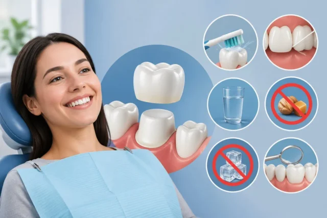 Post-operative care after dental cap fitting